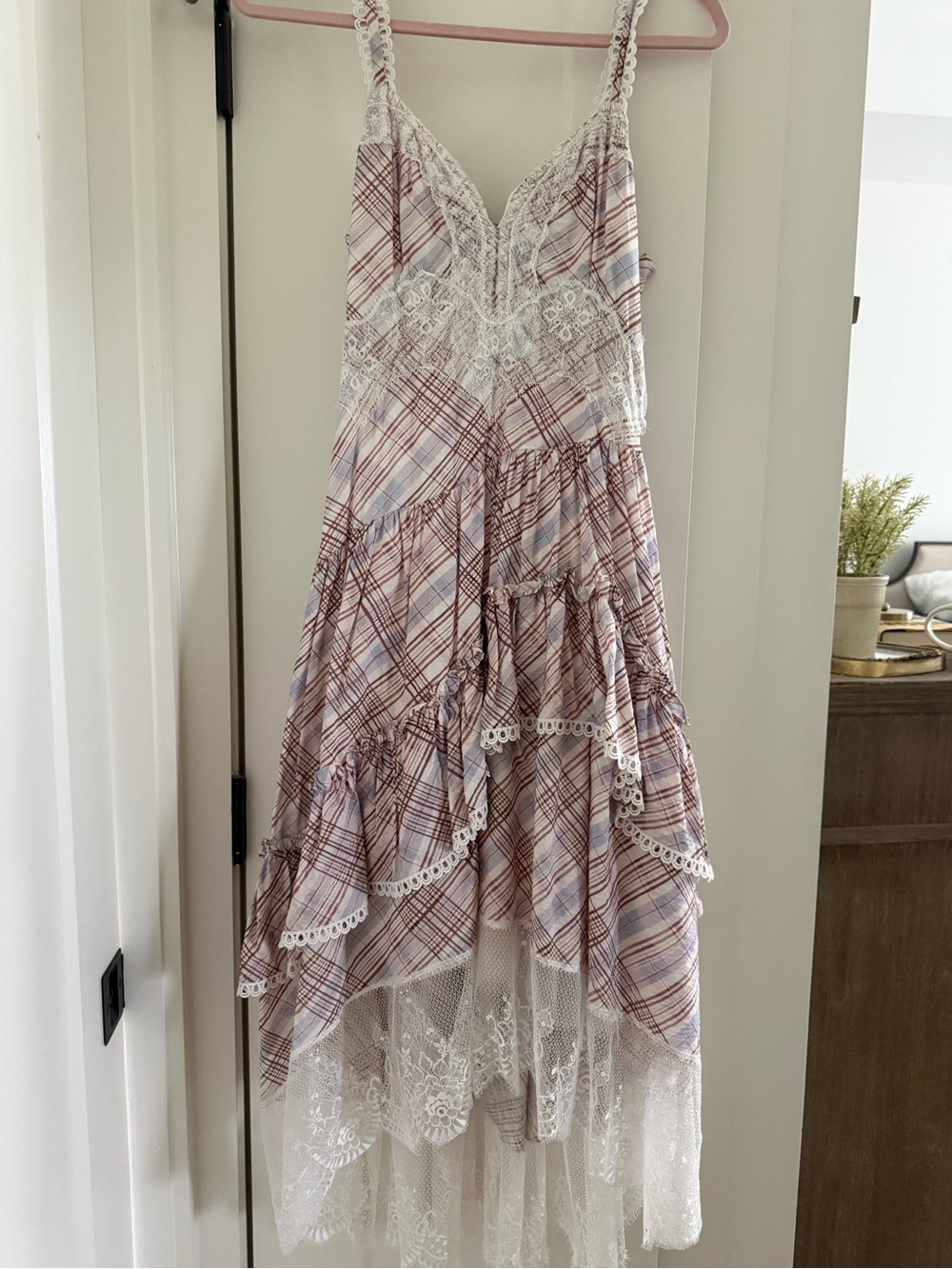 Anthropologie the Bobbi Plaid Ruffled Asymmetric Dress - Picture 3 of 9